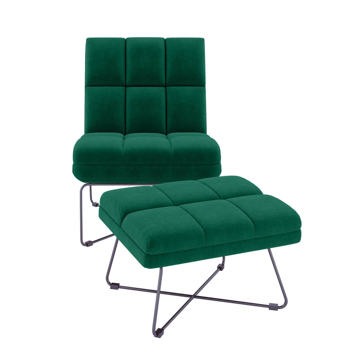 Emerald Armless Chair and Ottoman Set J4688