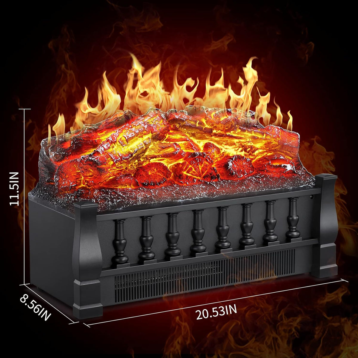 Electric Fireplace Log Heater 21 Inch Infrared Quartz 750W/1500W K46345