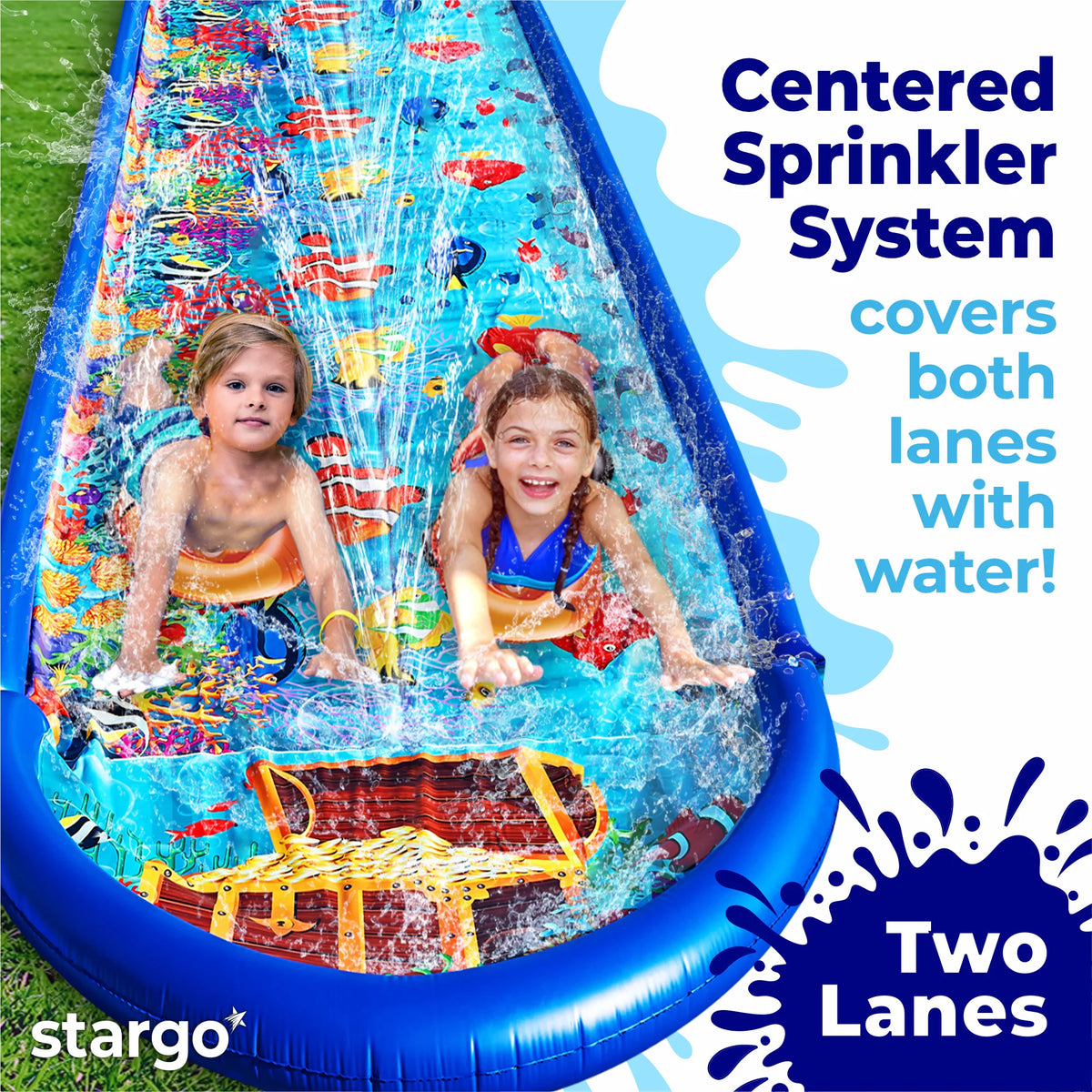 18 Feet x 5 Feet Water Slide with Splash Pad and Sprinkler G9126
