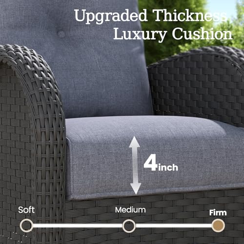 5 Pieces Wicker Patio Furniture Set with High Back Swivel Rocker Chairs F746