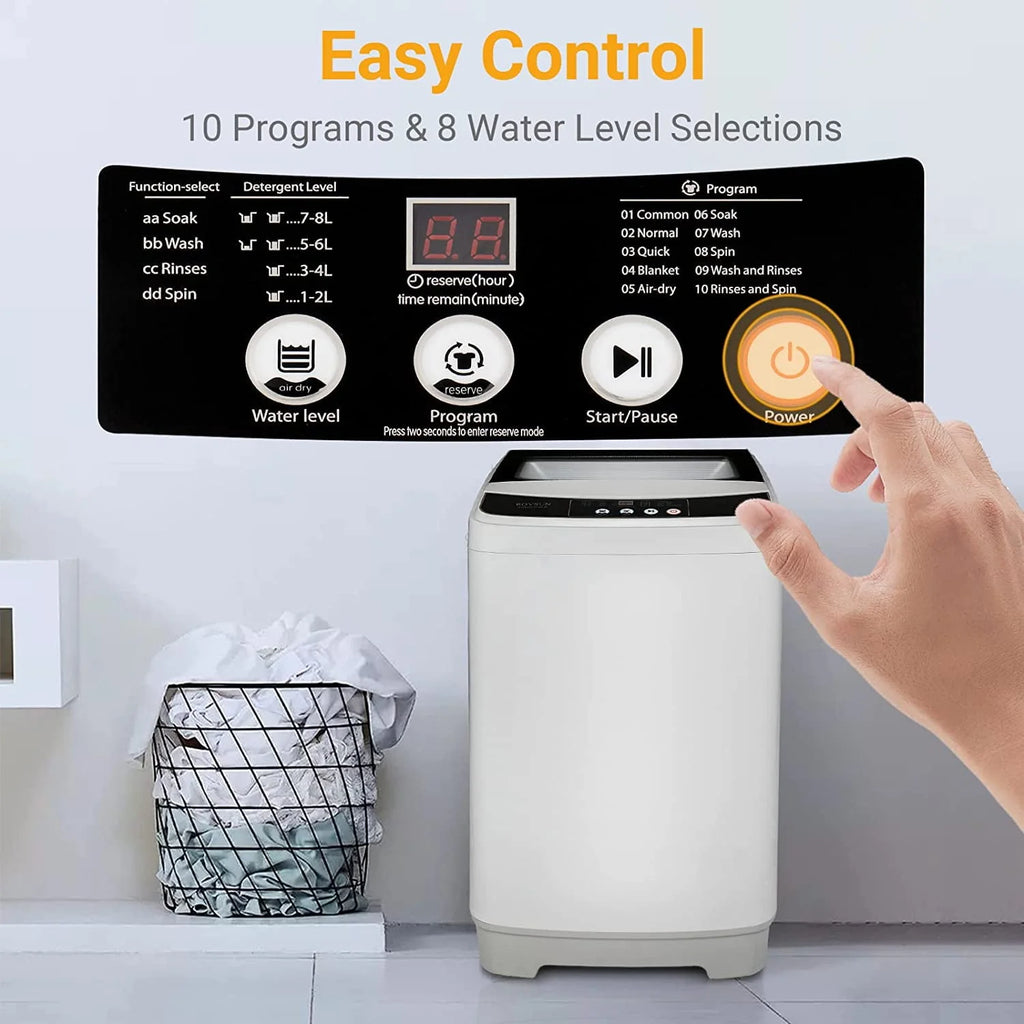 13lbs 1.32cu.ft Compact Automatic Washing Machine with Drain Pump M6135