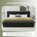 Linen Upholstered Queen Size Platform Bed Frame with 4 Storage Drawers Black N5960
