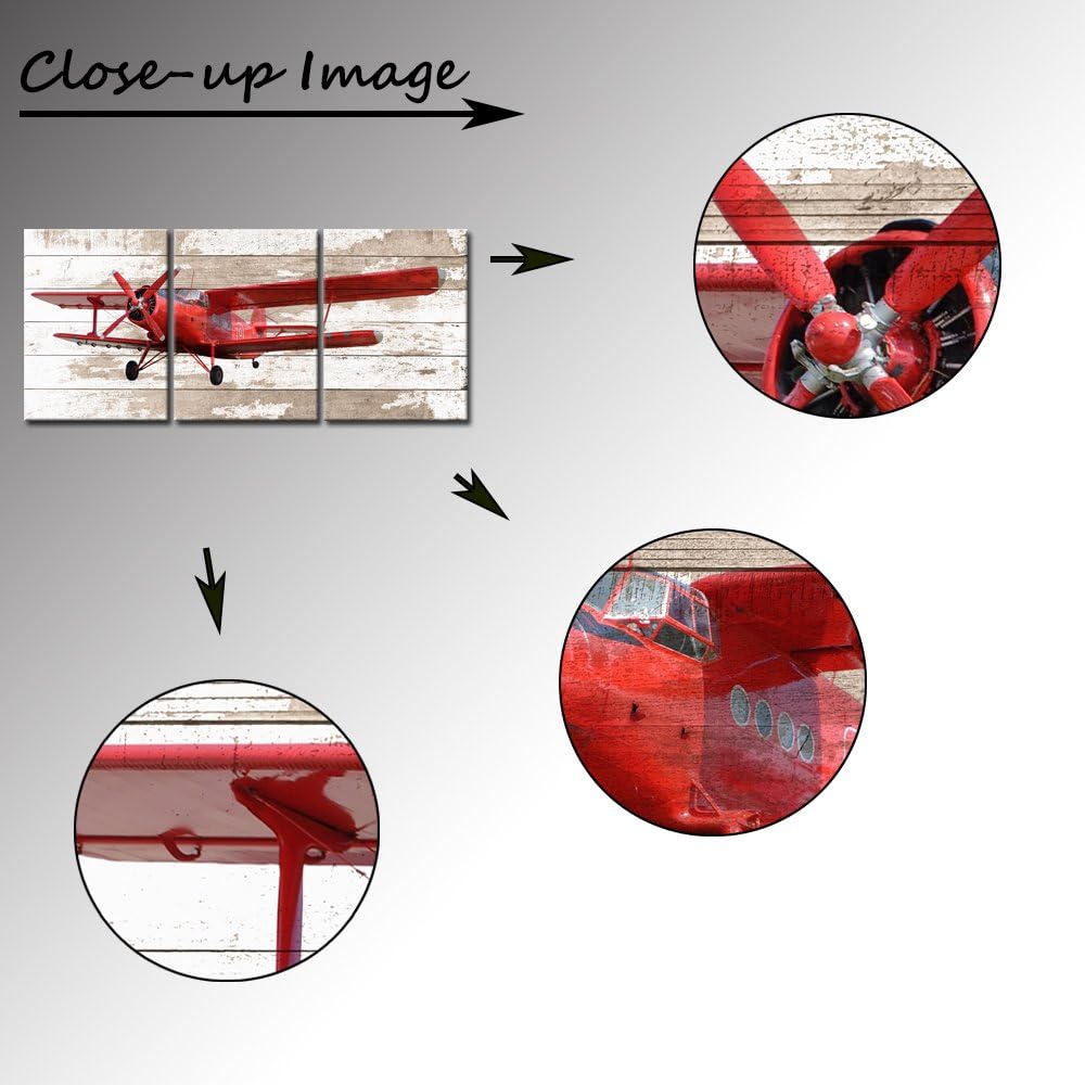 3 Piece Retro Airplane Canvas Prints Wall Art Stretched and Framed 16x20 W9543