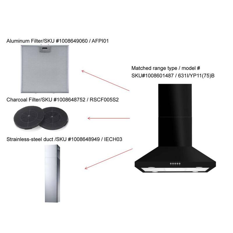 30 in. 350CFM Convertible Black Range Hood with Charcoal Filters and LED Lighting N3047