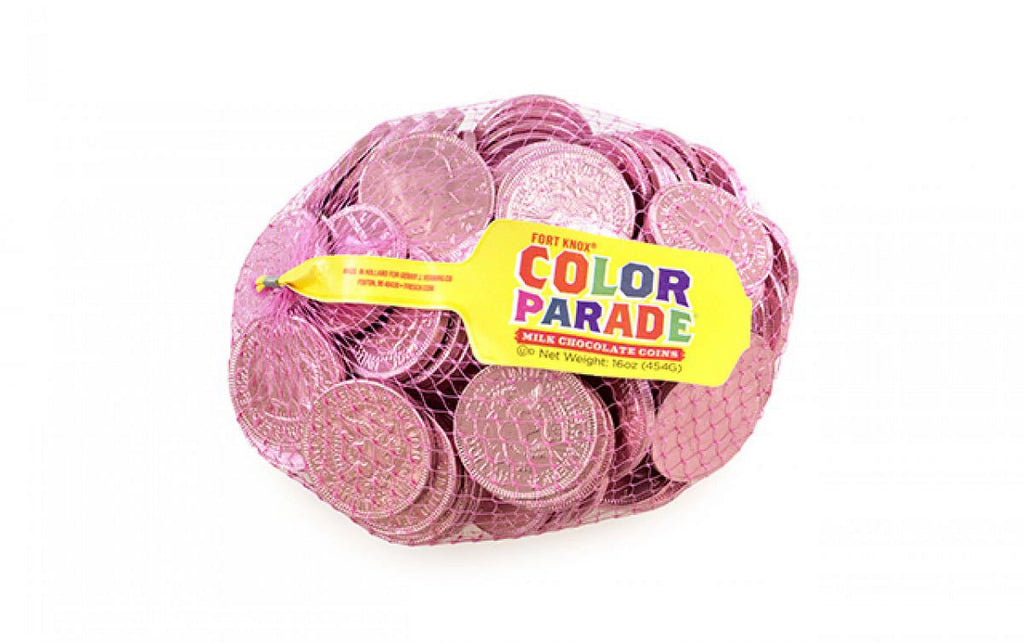 Milk Chocolate 1.5-inch Coins Pink Foil 1 LB T581243