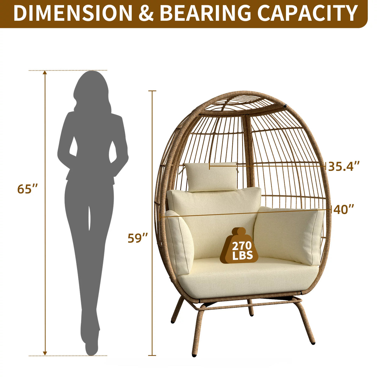 Oversized Beige Wicker Egg Chair D6862