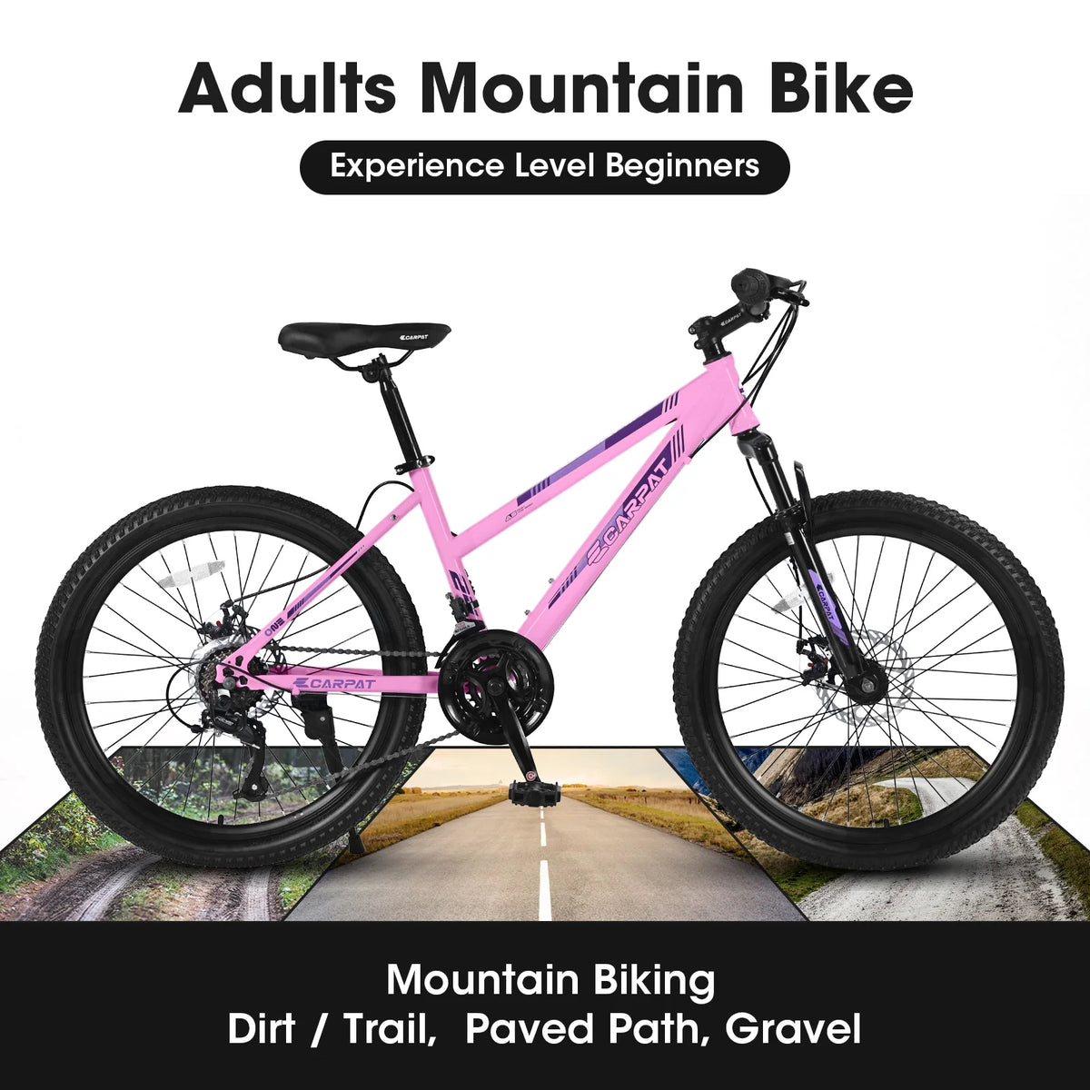 24 inch Mountain Bike with Dual Disc Brakes White O578