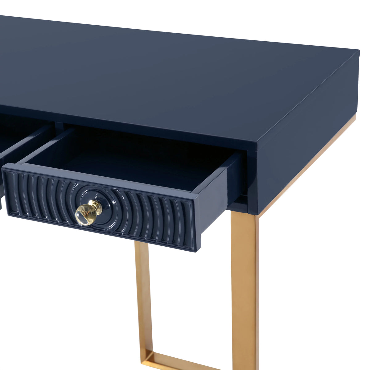 Blue Lacquer Office Desk With Gold Legs T855