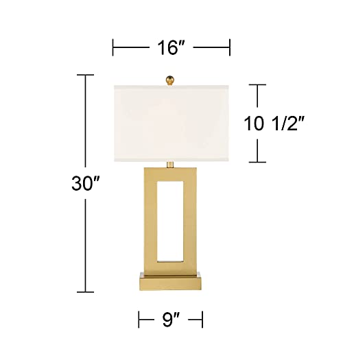 Gold Metal Table Lamp with Oatmeal Rectangular Shade P98534