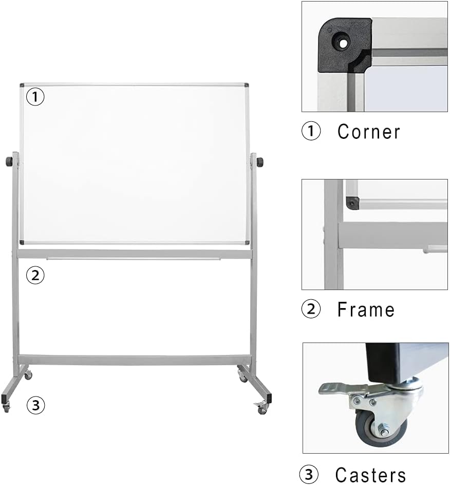 36 x 60 Inch Rolling Double Sided Magnetic Whiteboard I7739