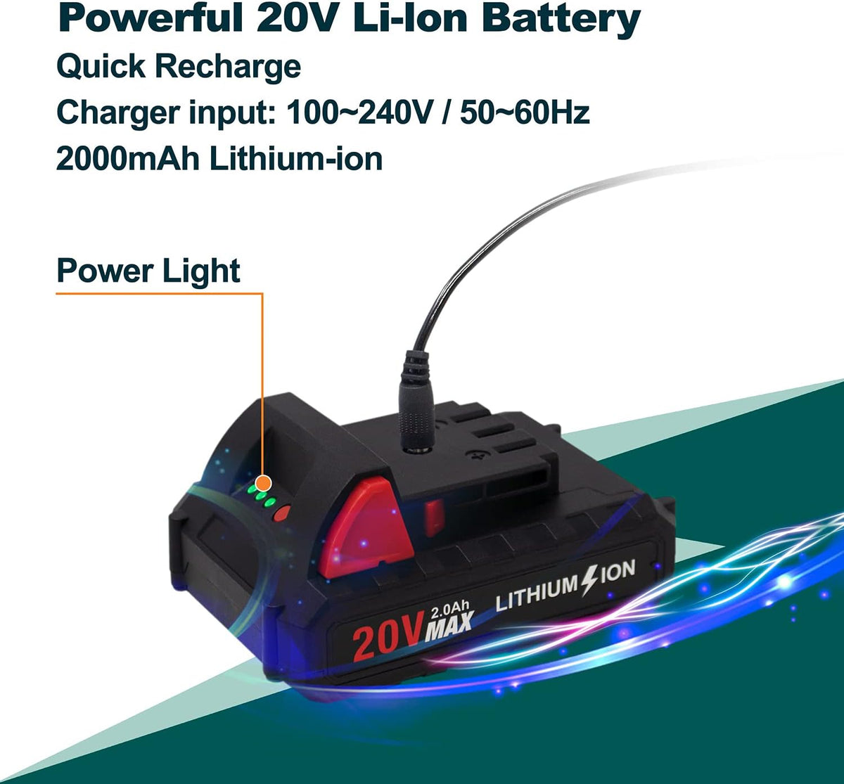 20V Cordless Hedge Trimmer 20" Dual Action Blade 2.0AH Battery Pack of 2 F26608