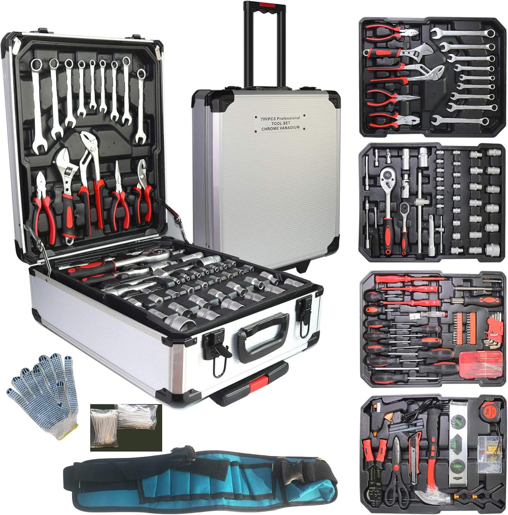 Aluminum Trolley Case Tool Set Silver O889