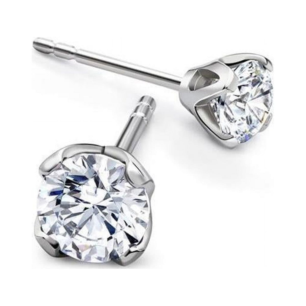 14K White Gold Womens Stud Earrings H92111