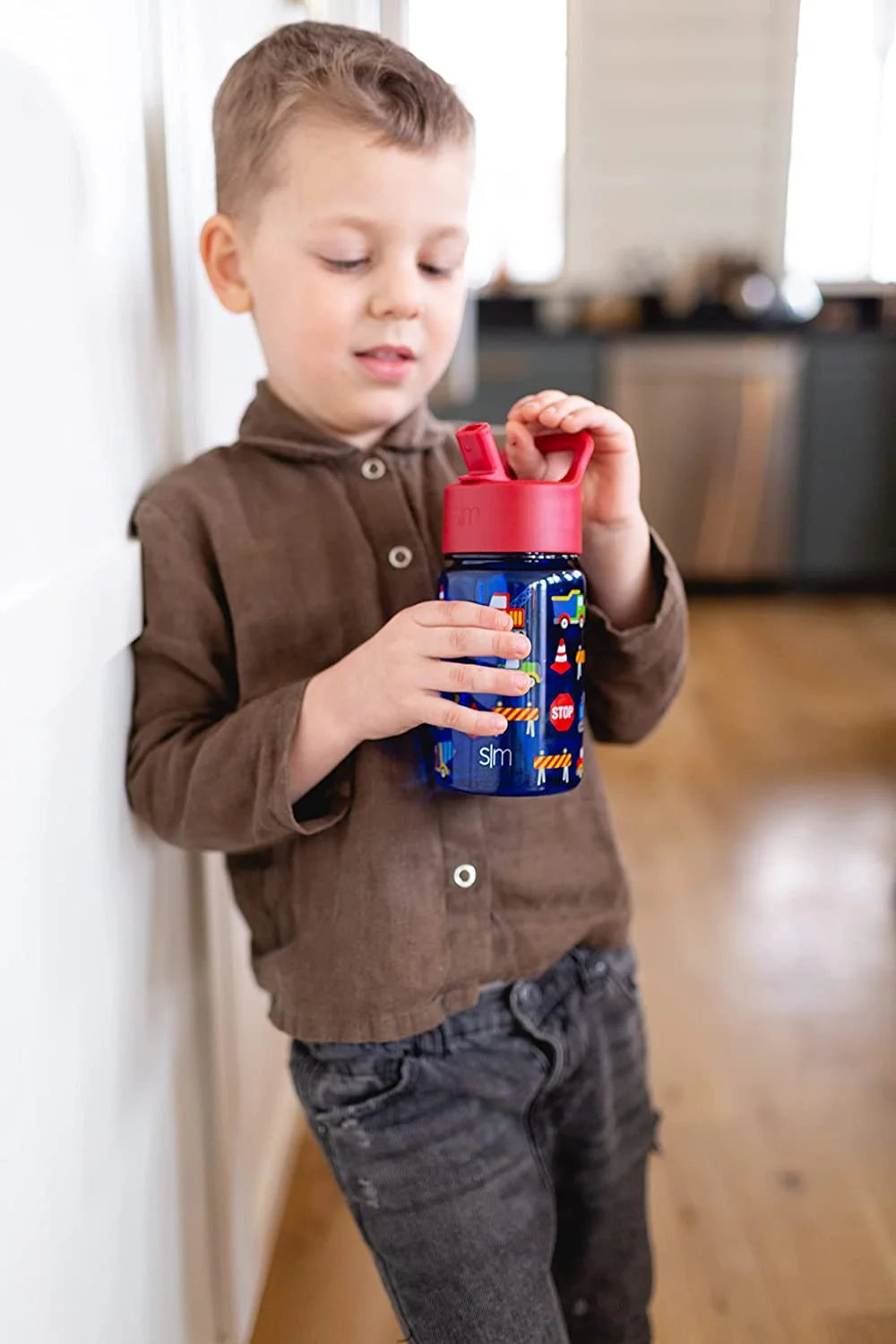 12oz Tritan Plastic Kids Water Bottle with Straw Lid W345211