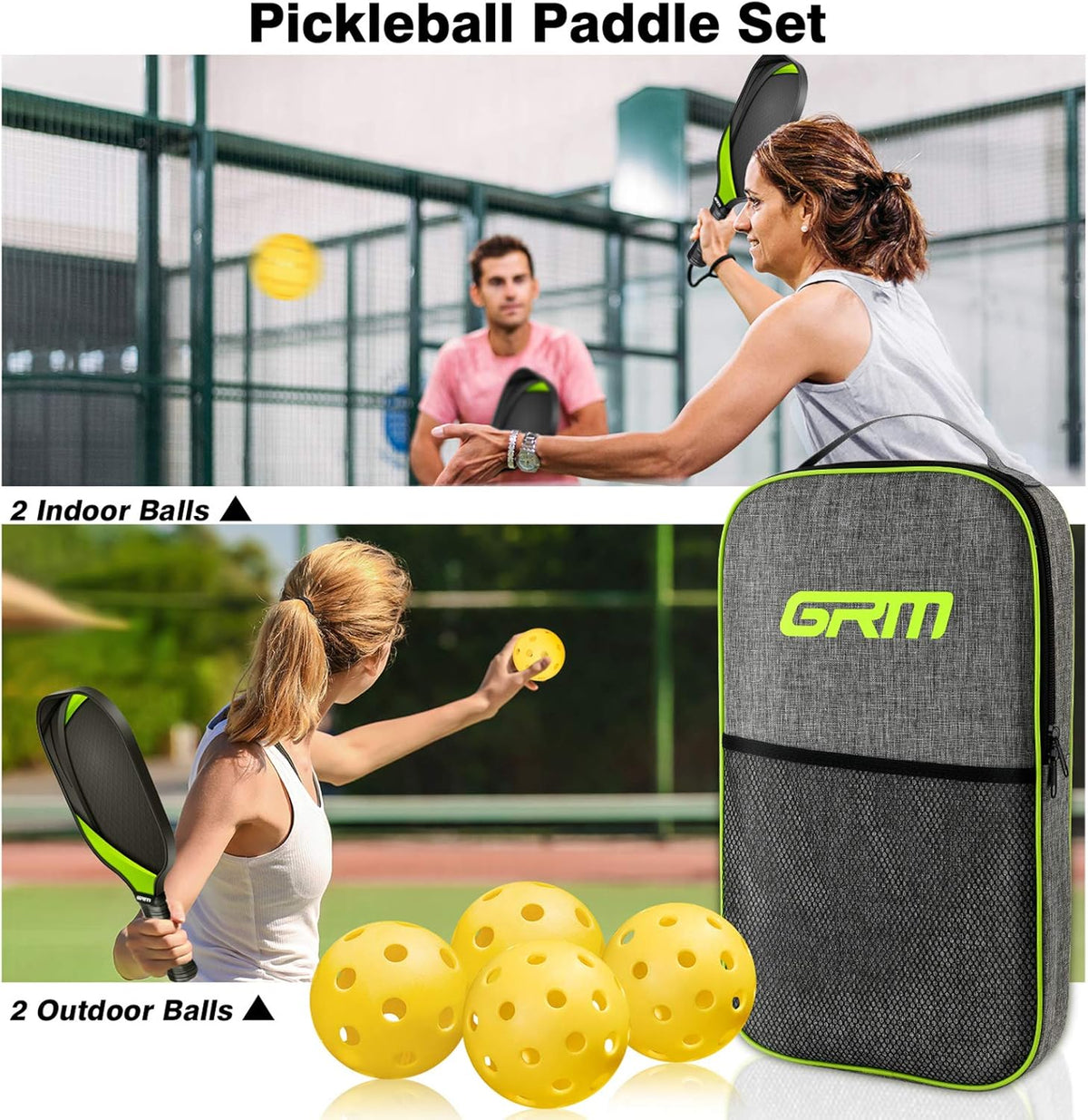 Set of 4 Graphite Pickleball Paddles with Carry Bag B487378