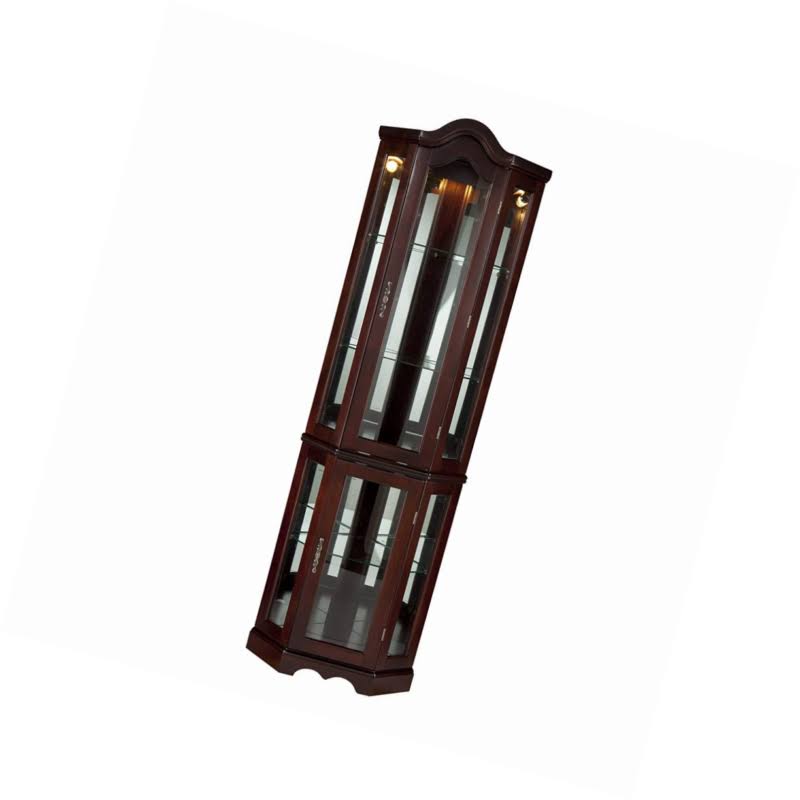 Lighted Corner Curio Cabinet Mahogany Y2309