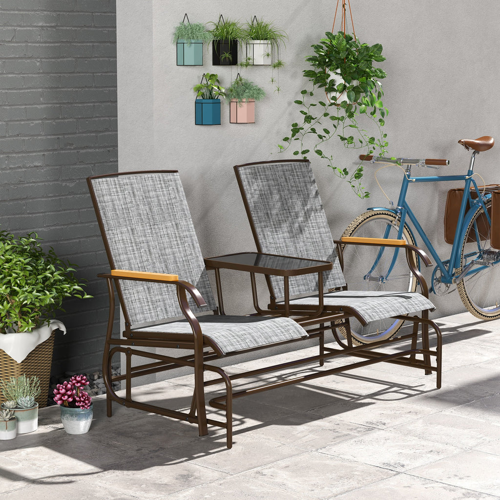 Outdoor Glider Bench 2-Person with Table X62318