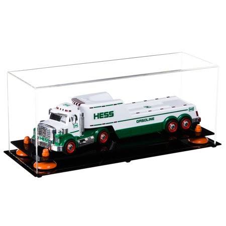 Clear Acrylic Display Case with Orange Risers 17 inch x 6 inch x 7 inch W4101