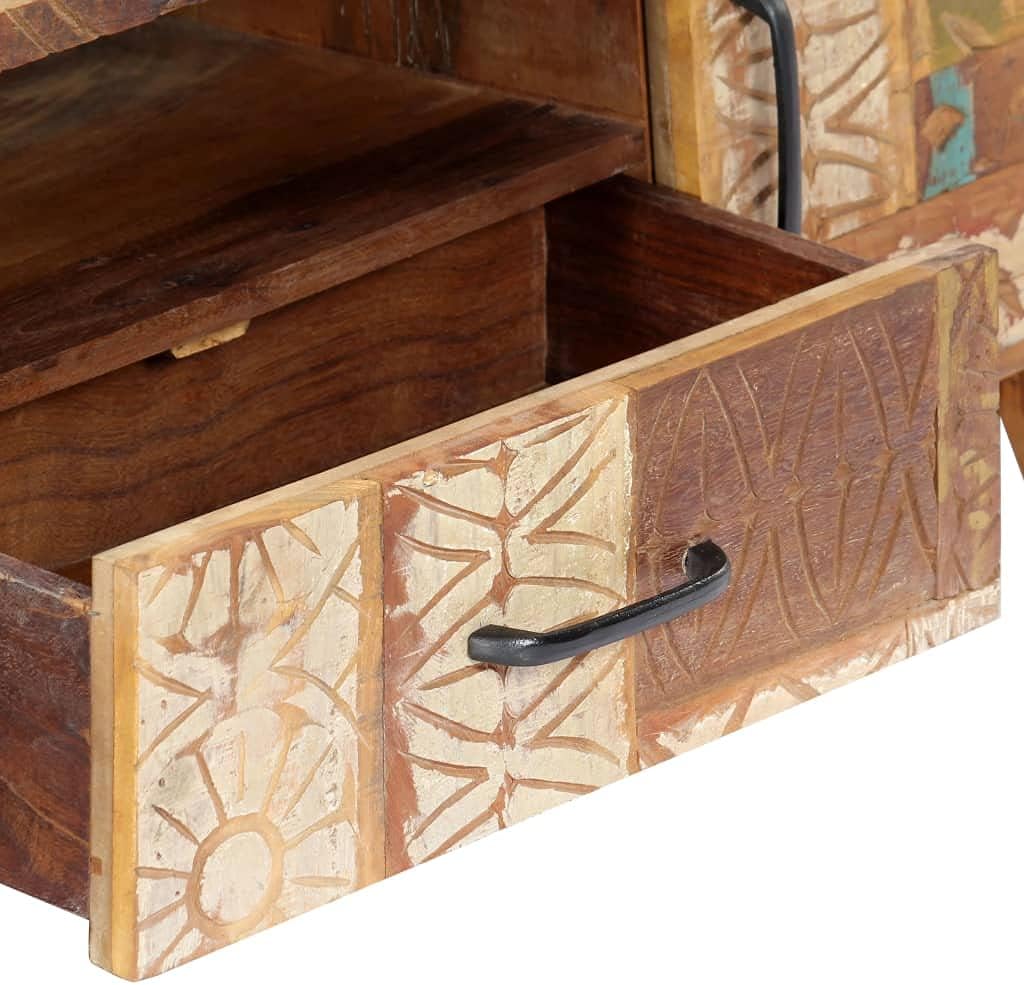 Hand Carved TV Cabinet Solid Reclaimed Wood T220