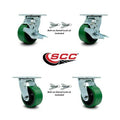 4 inch Green Poly on Steel Caster Set with Roller Bearings Q732026