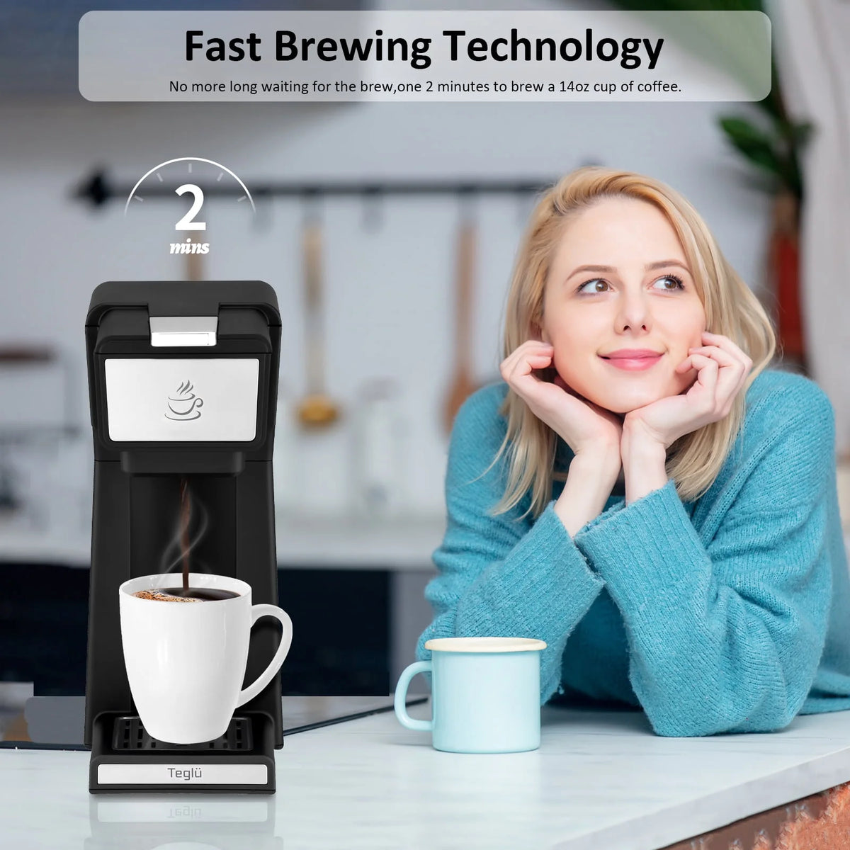 Black 2 in 1 Single Serve Coffee Maker with Reusable Filter A1885