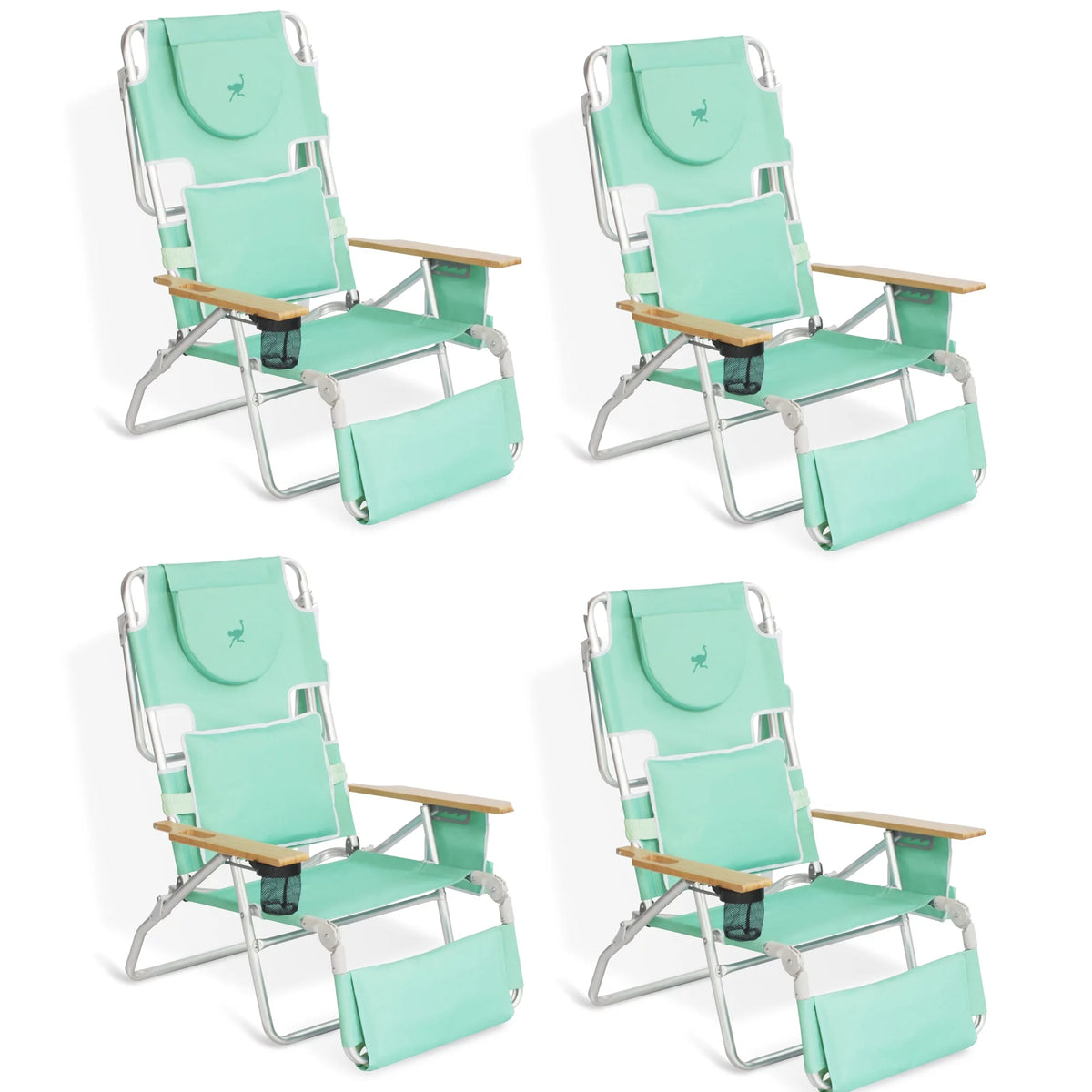 Teal 3-N-1 Outdoor Folding Beach Chair 4 Pack S656