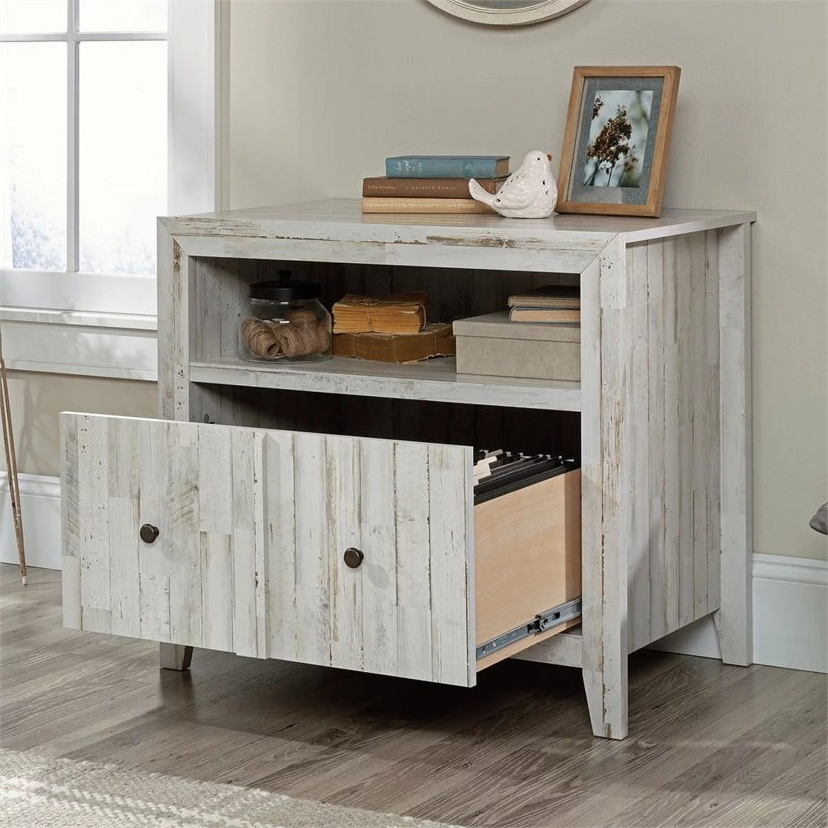 White Engineered Wood Lateral File Cabinet Z6666
