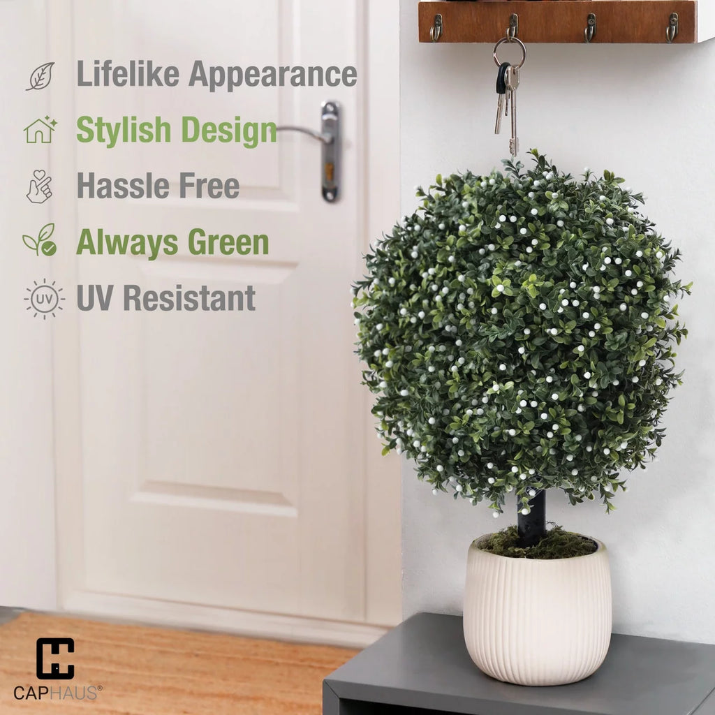 Artificial Boxwood Topiary Ball Tree Set of 2 P180899