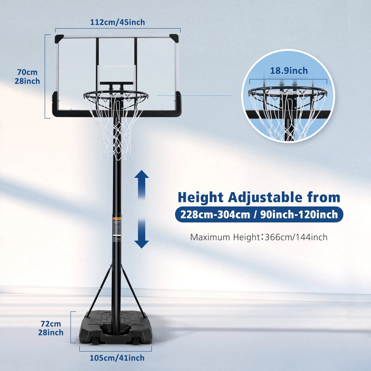 Portable Basketball Hoop with Adjustable Height F4133