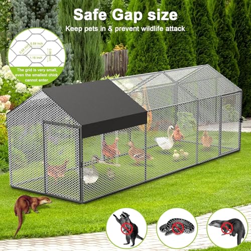 Large Metal Chicken Coop with Cover & Swing Y6573