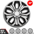 Black and Silver 16-Inch Wheel Hub Cover Set of 4 K5581