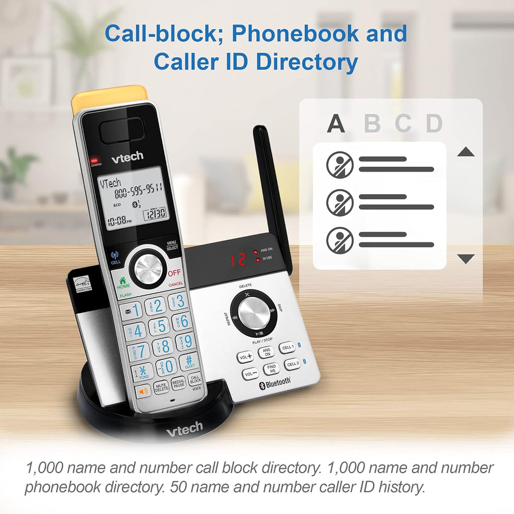 2 Handset Cordless Phone with Answering Machine D964583