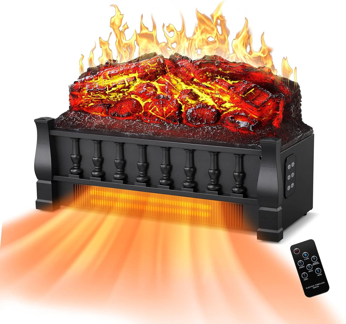 Electric Fireplace Log Heater 21 Inch Infrared Quartz 750W/1500W K46345