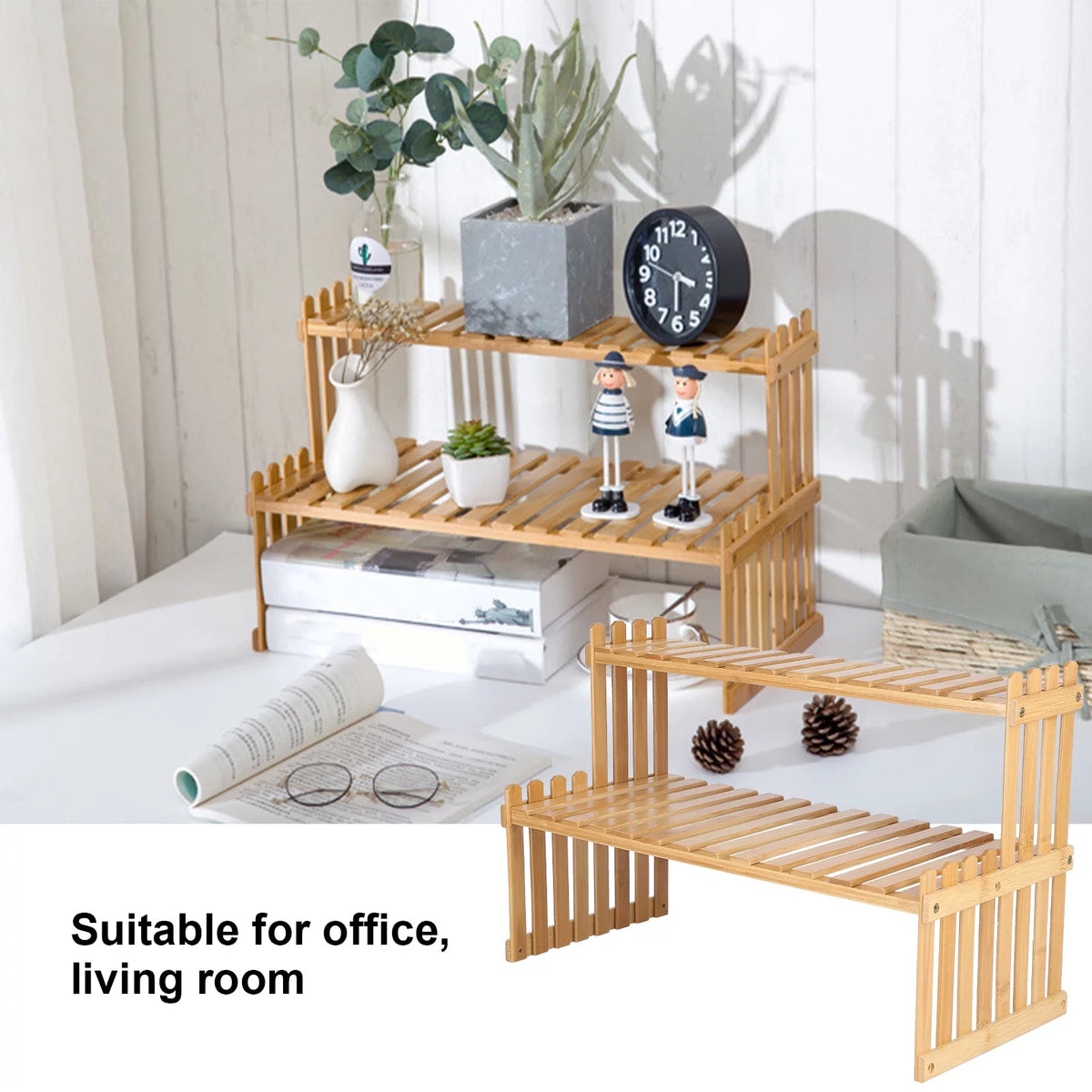 2-Tier Wooden Plant Stand B577352