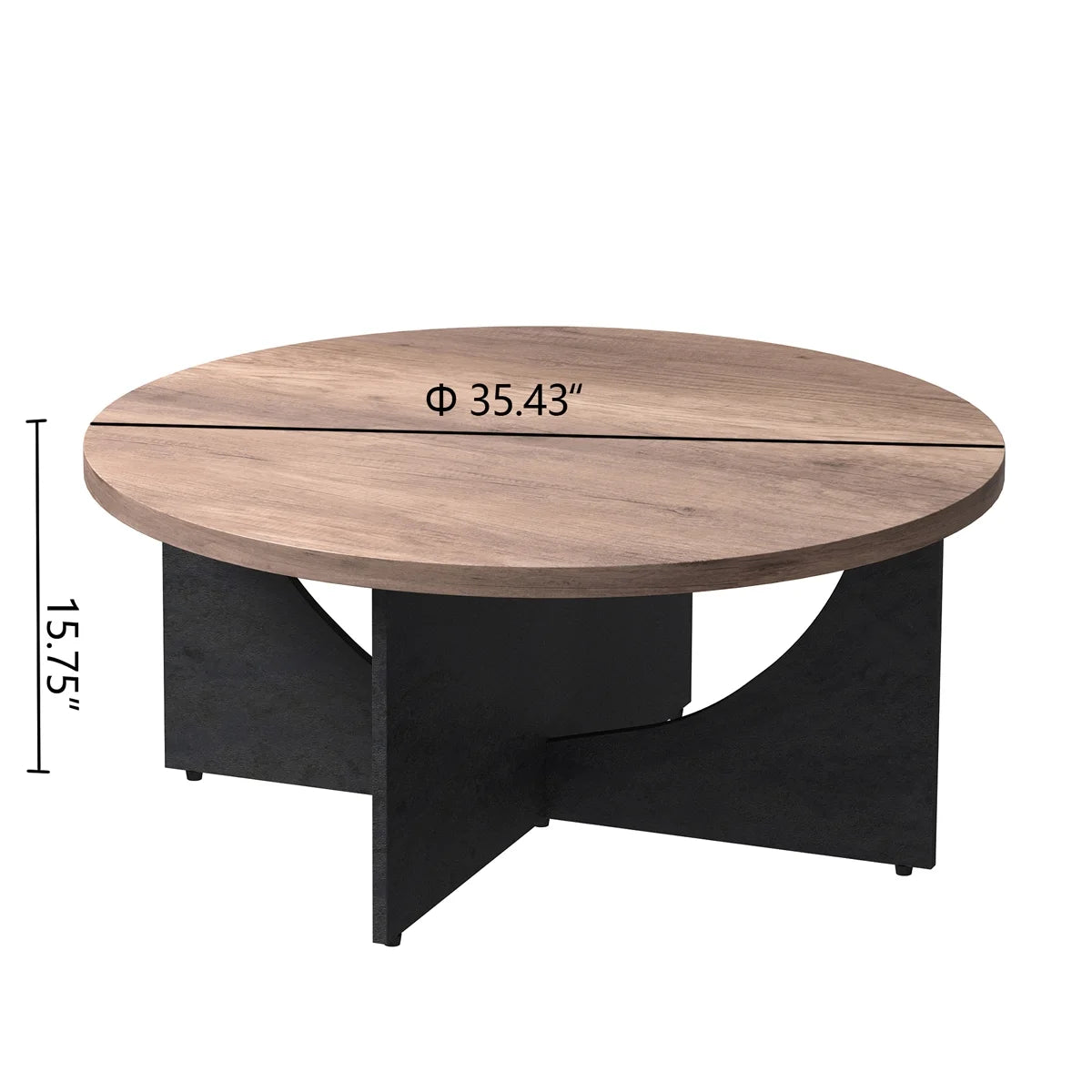 Modern Retro Round Coffee Table 35 Inches Rustic Brown B867571