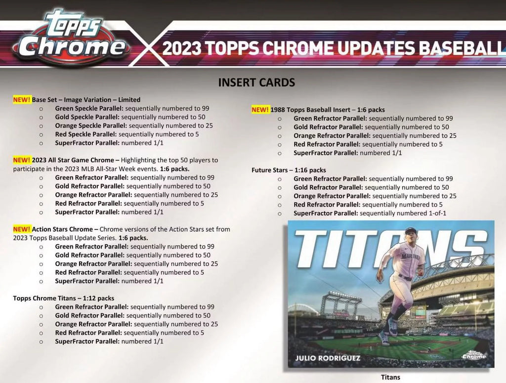 2023 Chrome Update Series Baseball Trading Card Hobby Box Y398