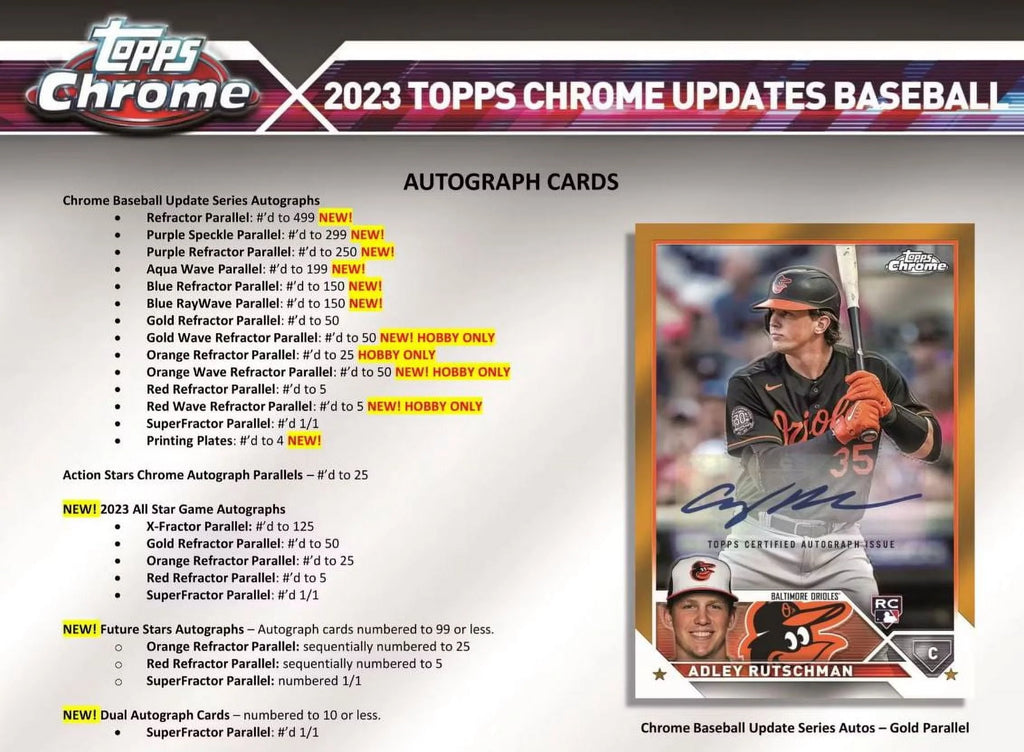 2023 Chrome Update Series Baseball Trading Card Hobby Box Y398