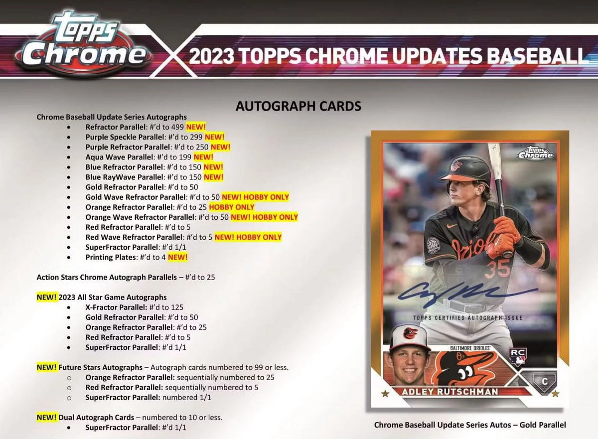 2023 Chrome Update Series Baseball Trading Card Hobby Box Y398