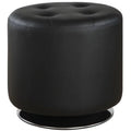 Black Faux Leather Tufted Swivel Ottoman W5095