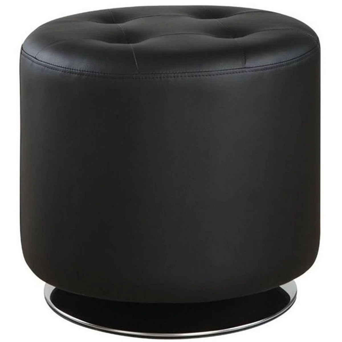 Black Faux Leather Tufted Swivel Ottoman W5095