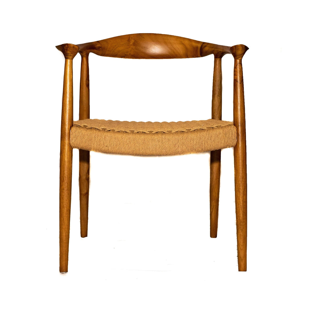 Natural Teak Wood Arm Chair with Rattan Seat J7546