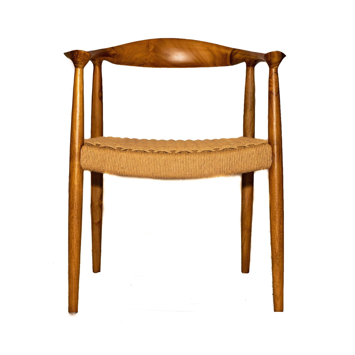 Natural Teak Wood Arm Chair with Rattan Seat J7546