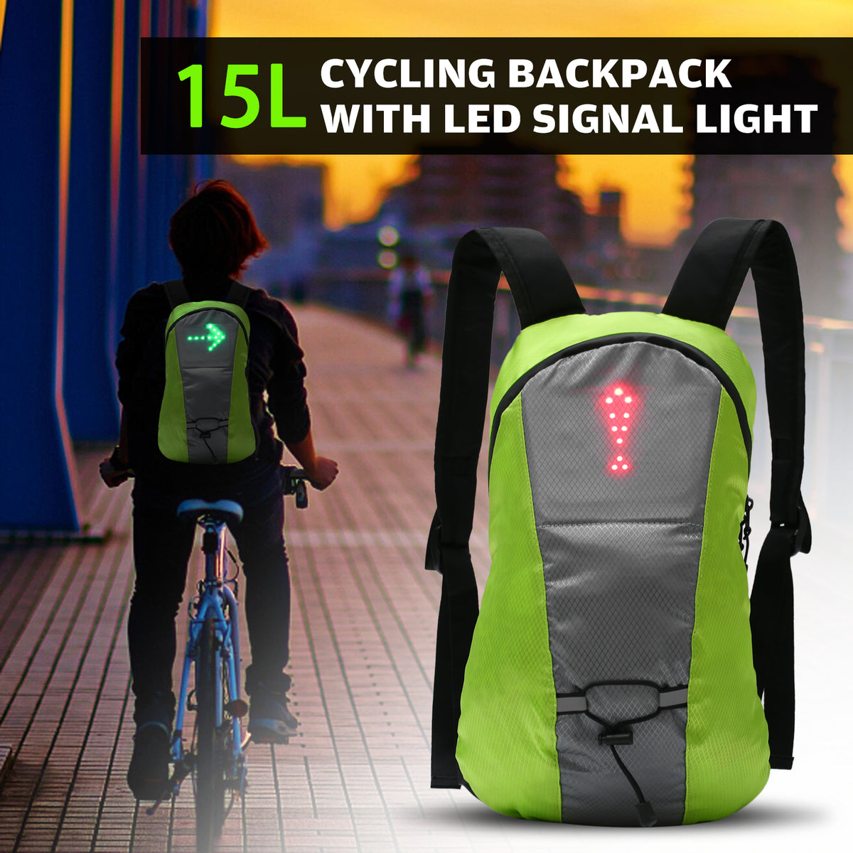 Wireless USB Rechargeable LED Turn Signal Backpack Light G172