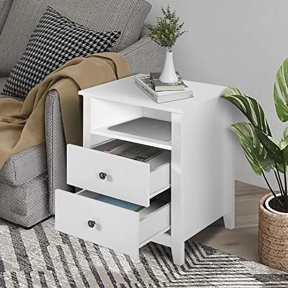 Black Wood Nightstand Set with Drawers Q786964