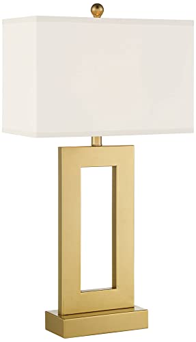 Gold Metal Table Lamp with Oatmeal Rectangular Shade P98534