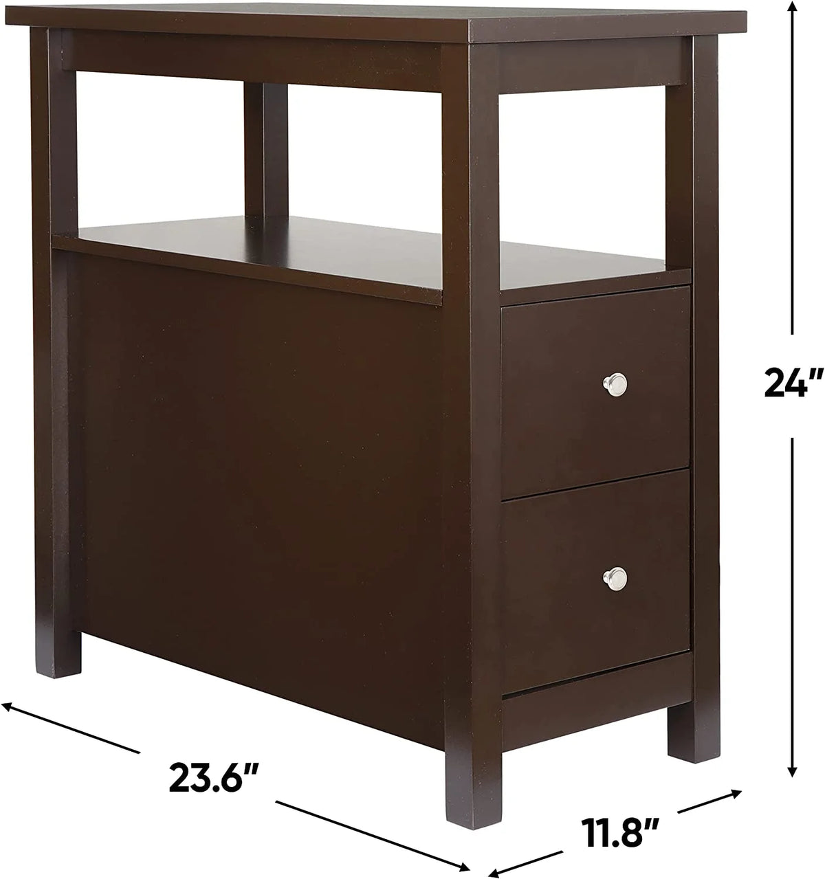 Set of 2 Wood Side Table with Shelf and Drawers D8176
