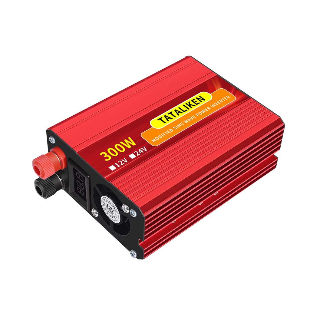 300 Watts Power Inverter 12V DC to 110V AC Car Plug Adapter Converter with LCD Display Dual USB Ports 2 AC Outlets O95890