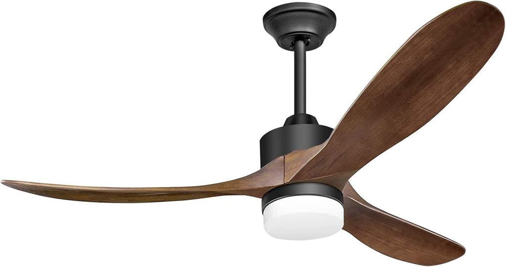 52 Ceiling Fan with Remote Control 6 Speed 9 Timer 3 Carved Walnut Blades Reversible DC Motor H142