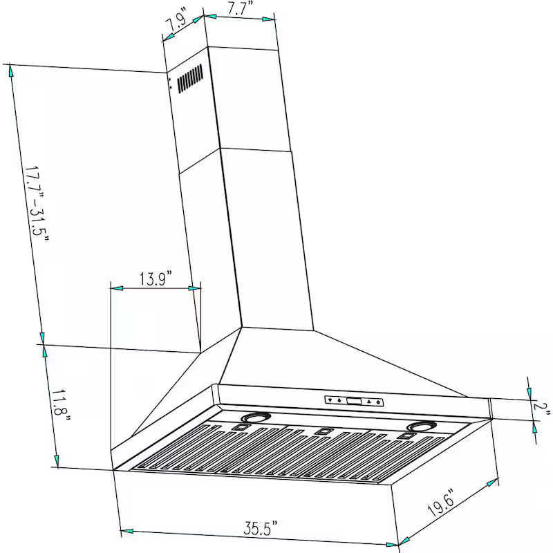36 in. 380 CFM Convertible Wall Mount Range Hood in Stainless Steel H885