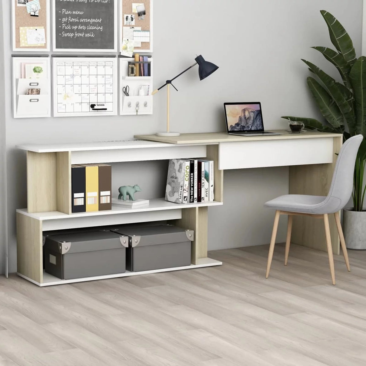 White and Sonoma Oak Corner Desk R92860